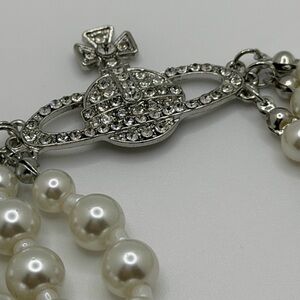 VW Elegant Silver and Pearl Women's Bracelet